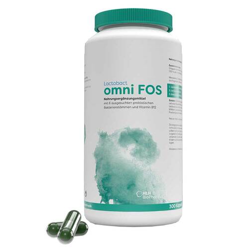 HLH Lactobact Omni Fos Magensaftresistente Kapseln 6 Probiotika + Vitamin B12 zur Stärkung des Immunsystems (60/300 Kapseln)