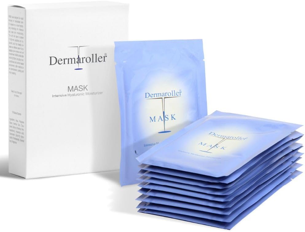Dermaroller Hyaluronsäure Gesichtsmaske 1 x 10 Stück (10er Pack) - Skincare (Premium) Spendet Feuchtigkeit