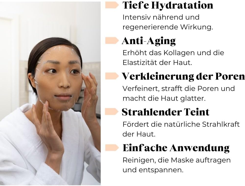 Dermaroller Hyaluronsäure Gesichtsmaske 1 x 10 Stück (10er Pack) - Skincare (Premium) Spendet Feuchtigkeit