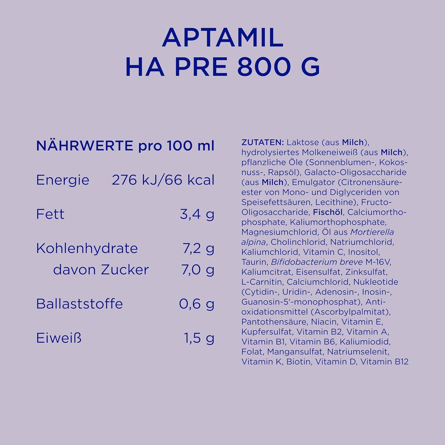 Aptamil HA Pre, 1, 2  800g