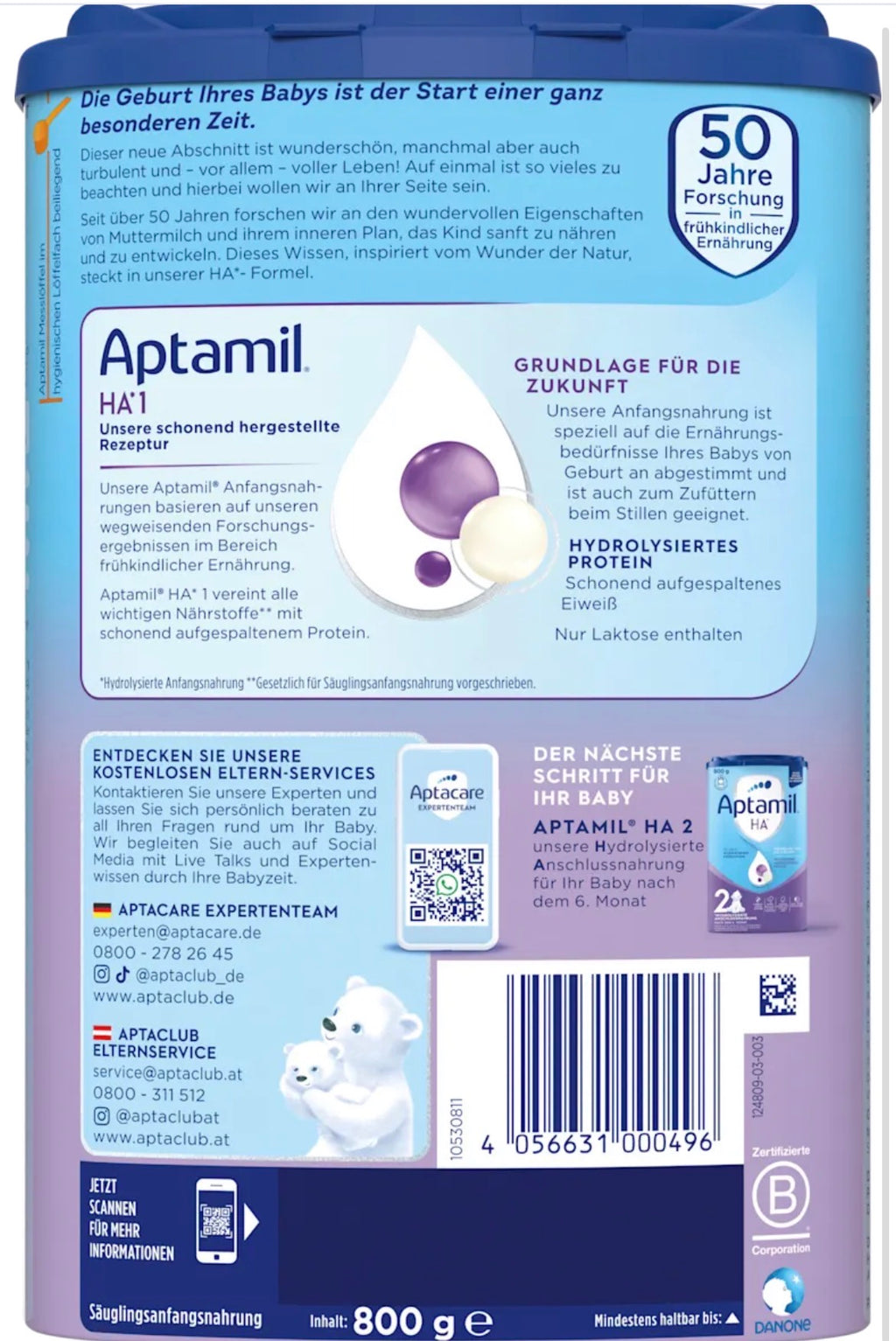 Aptamil HA Pre, 1, 2  800g