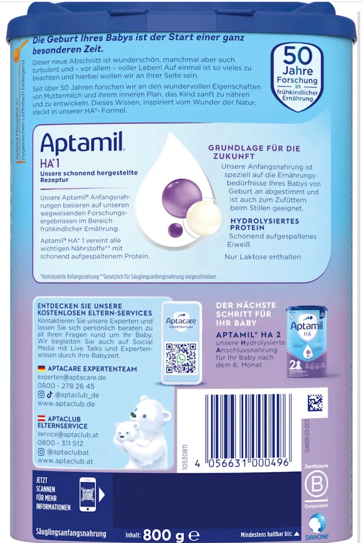 Aptamil HA Pre, 1, 2  800g