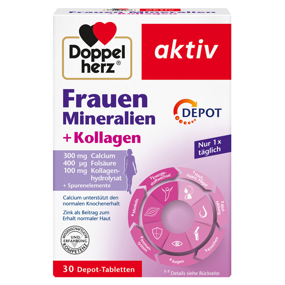 Doppelherz Frauen Mineralien + Kollagen 30 St, 51g Weibliche Nahrung + Protein 30 Kapseln