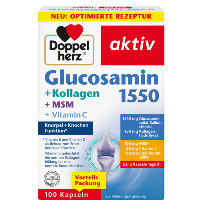 Doppelherz aktiv Glucosamin 1600 + Kollagen + MSM + Vitamin C 100 Stk Kapseln