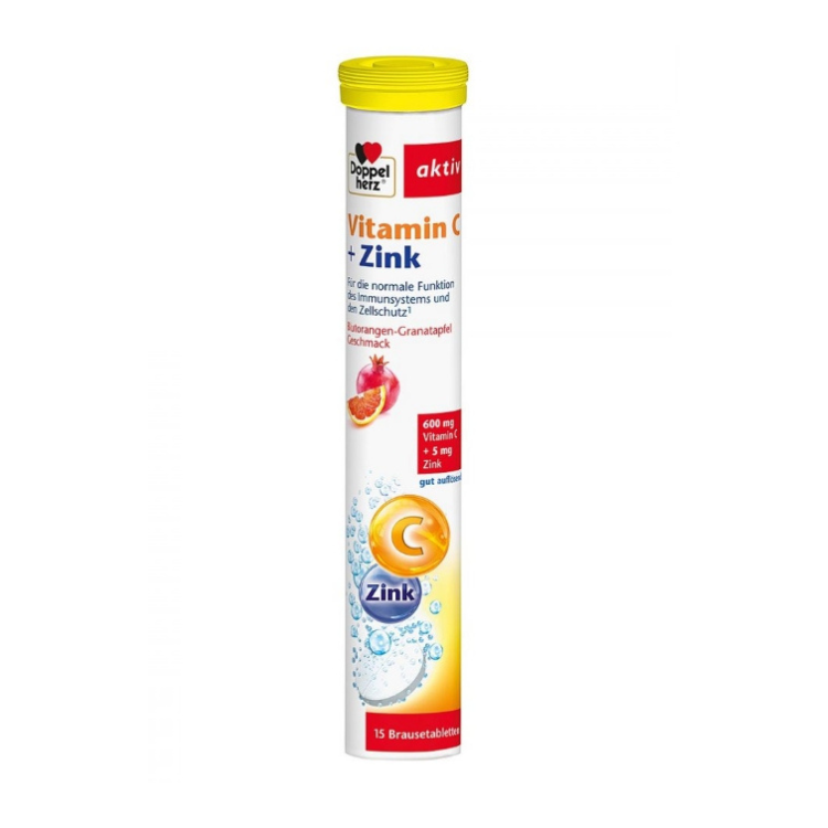Doppelherz Vitamin C + Vitamin C + Zink Brausetabletten 15Stk Sweet Orange Flavor