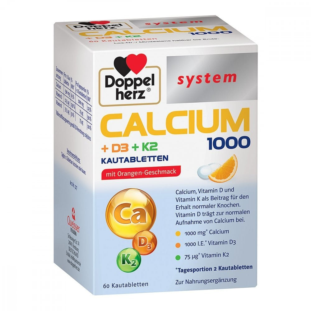 Doppelherz-System Calcium 1000 + D3 + K2 Kautabletten 60